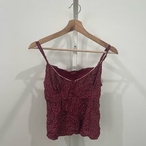 John Galt Red Button Front Woven Tank Top